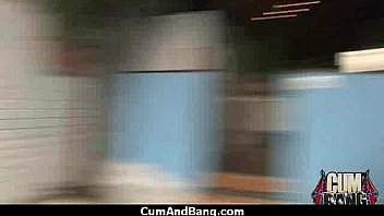 Busty ebony whore gangbanged and covered in cum 10