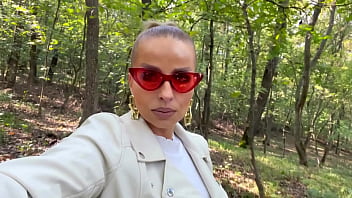 Early autumn outdoor fuck and milf's pussy sprayed with warm cum