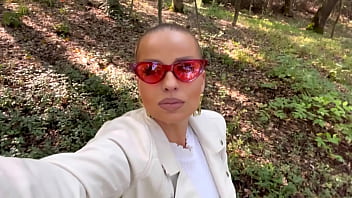 Early autumn outdoor fuck and milf's pussy sprayed with warm cum