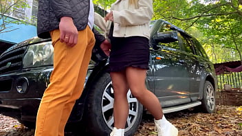 Early autumn outdoor fuck and milf's pussy sprayed with warm cum