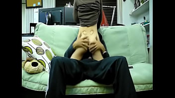 Asian homemade newly married couple having fuck in sofa