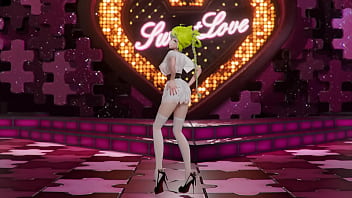 Hatsune miku shake it hentai vocaloid undressing dance tatto white socks mmd 3d blonde hair clip