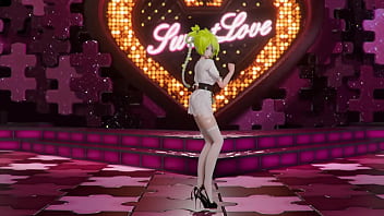 Hatsune miku shake it hentai vocaloid undressing dance tatto white socks mmd 3d blonde hair clip