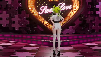 Hatsune miku shake it hentai vocaloid undressing dance tatto white socks mmd 3d blonde hair clip