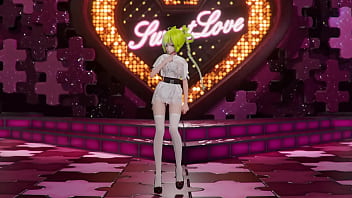 Hatsune miku shake it hentai vocaloid undressing dance tatto white socks mmd 3d blonde hair clip