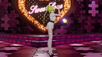 Hatsune miku shake it hentai vocaloid undressing dance tatto white socks mmd 3d blonde hair clip