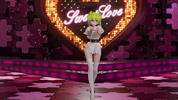 Hatsune miku shake it hentai vocaloid undressing dance tatto white socks mmd 3d blonde hair clip
