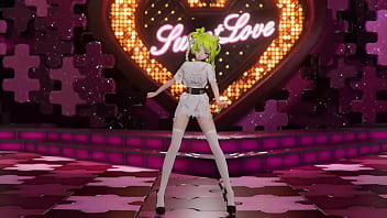 Hatsune miku shake it hentai vocaloid undressing dance tatto white socks mmd 3d blonde hair clip