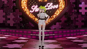 Hatsune miku shake it hentai vocaloid undressing dance tatto white socks mmd 3d blonde hair clip