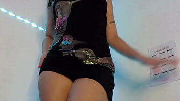 Erotic dance and takes off her panties to show her pussy