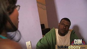 Ebony in a huge bukkake 13