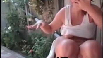 Young girl masturbate in the garden