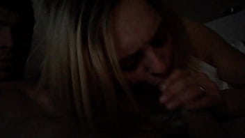 Blond sucks hard cock