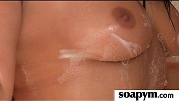 Soapy massage end with a big cumshot 1