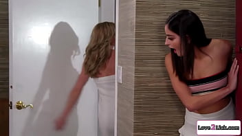 Latina babe steals the deans clothes to enter a sorority and gets milf makes her lick her cunt to let her go and then the brunette rims her