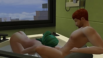 Green haired woman sucking boyfriend in the tub the sims 4 wichedwhims