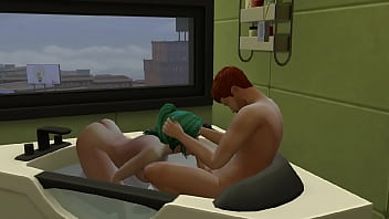 Green haired woman sucking boyfriend in the tub the sims 4 wichedwhims