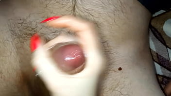 Jerking off a dick and delaying an orgasm