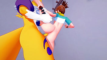 Renamon fucks rika hard in all her holes