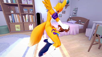 Renamon fucks rika hard in all her holes