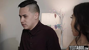 Horny big dick stud dares asian teen step cousin to suck him off and let him rail her