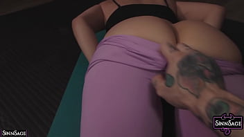 Sinn sage gets her slit fingered while doing yoga before fucking