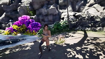 A huge rock hard cock fills lara's belly with sperm 3d hentai game