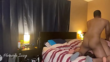 Asian wife serving bbc while her husband serves her