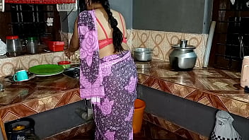 Saree young maid gets her pussy fucked in the kitchen