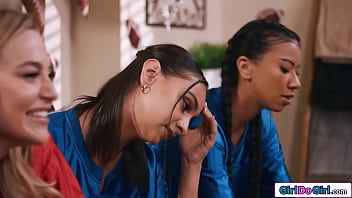 The three gfs asian nicole doshi big tits hailey rose and ebony ameena green take on rival busty blake blossoms bet that the loser has to fuck