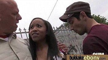 Ebony babe sucks too many white cocks 17