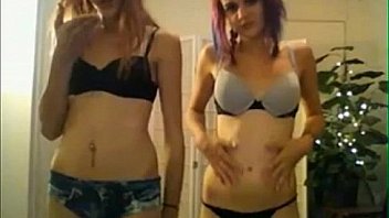 Two sexy teens kissing on webcam