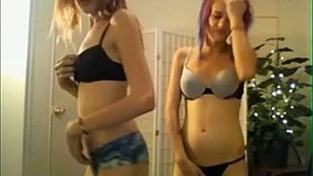 Two sexy teens kissing on webcam