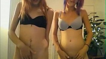 Two sexy teens kissing on webcam