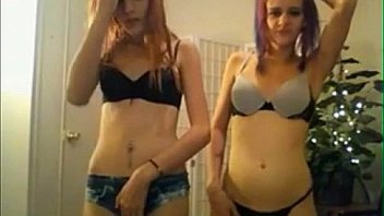 Two sexy teens kissing on webcam