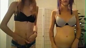 Two sexy teens kissing on webcam