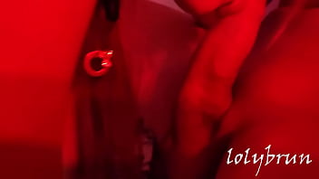 Lonely girl consoles herself with a big red dildo