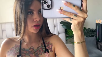 Selfie mirrow bodyteasing spitting fingering pussy open legs