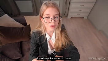 Cute housewife with glasses enjoys fucking and gets cum on her face