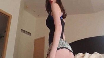 Cute teen with glasses teasing on acm