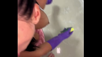 Horny cleaning day — doggy style & messy cumshot