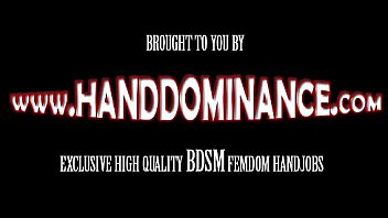 Blonde uses two hands to jerk his cock