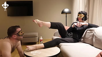 Whipped cream toe licking