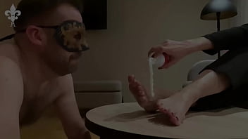 Whipped cream toe licking