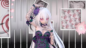 Yowane haku undress dance sexy lingerie hentai stickysticky song mmd 3d purple clothes clip