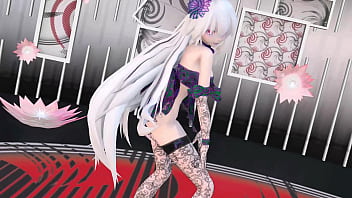 Yowane haku undress dance sexy lingerie hentai stickysticky song mmd 3d purple clothes clip