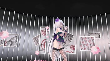 Yowane haku undress dance sexy lingerie hentai stickysticky song mmd 3d purple clothes clip