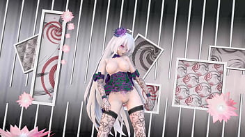 Yowane haku undress dance sexy lingerie hentai stickysticky song mmd 3d purple clothes clip