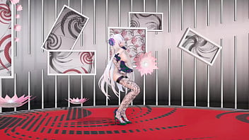 Yowane haku undress dance sexy lingerie hentai stickysticky song mmd 3d purple clothes clip