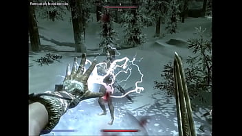 Two females adventure through a snowstorm and have sex outside at a campfire